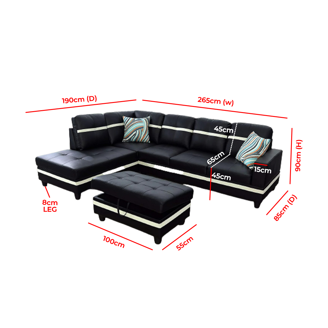 Sofa With Storage Ottoman,Leather Sofa