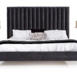 Nodrest Hemlock - Modern Grey Velvet Bed
