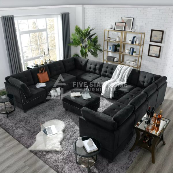U Shape 12 Pieces Velvet Sectional Sofa