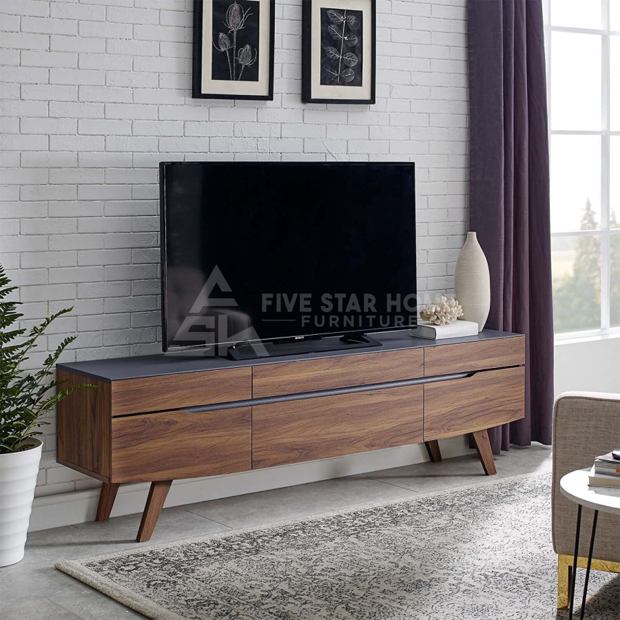 Grey wood shop tv stand