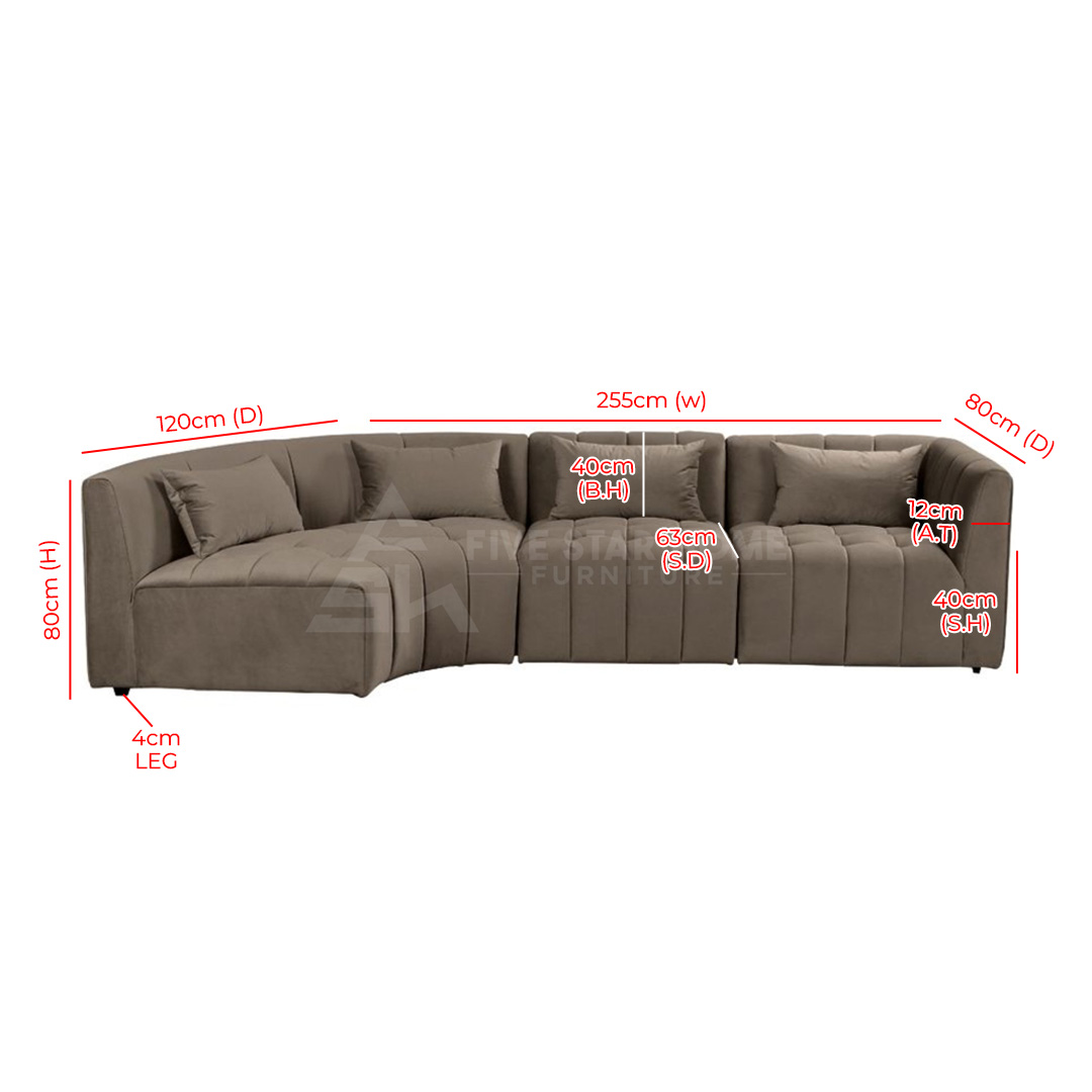 Left Hand Curved Corner Sofa