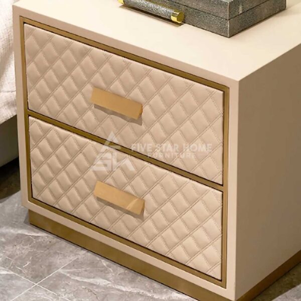 Contemporary Stylish White Nightstand PU Leather Upholstered