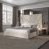 Glam Beige Velvet Upholstered Bed