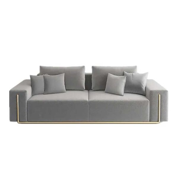 Gray Cotton & Linen Upholstered 3-Seater Sofa