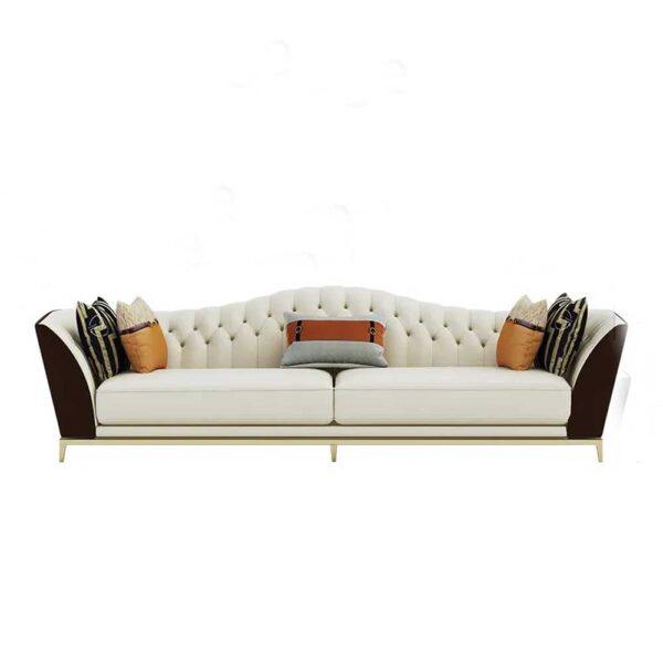 Mid-Century Sofa Curved Tufted Back