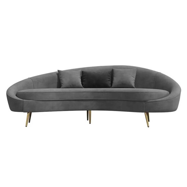Modern Bronze Velvet Curved 3 Seaters Sofa