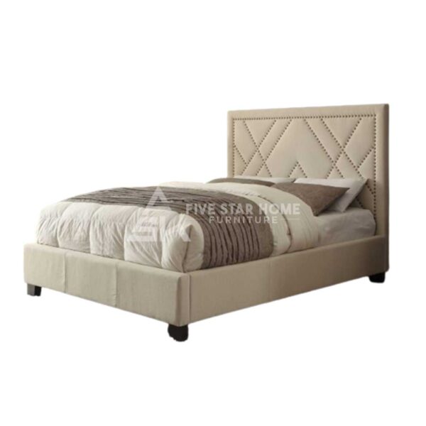 Textural Neutral Linen Fabric Upholstered Platform Bed