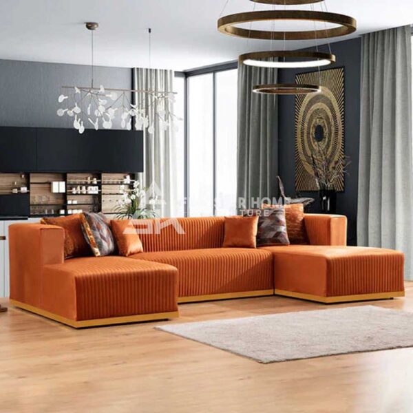 Velvet Double Chaise Sectional Couch