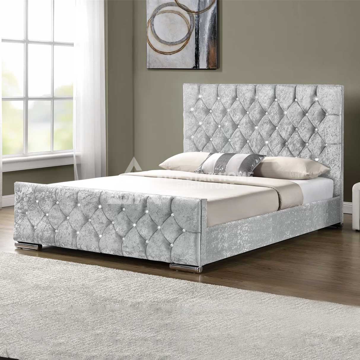 Plush Velvet Upholstered Bed