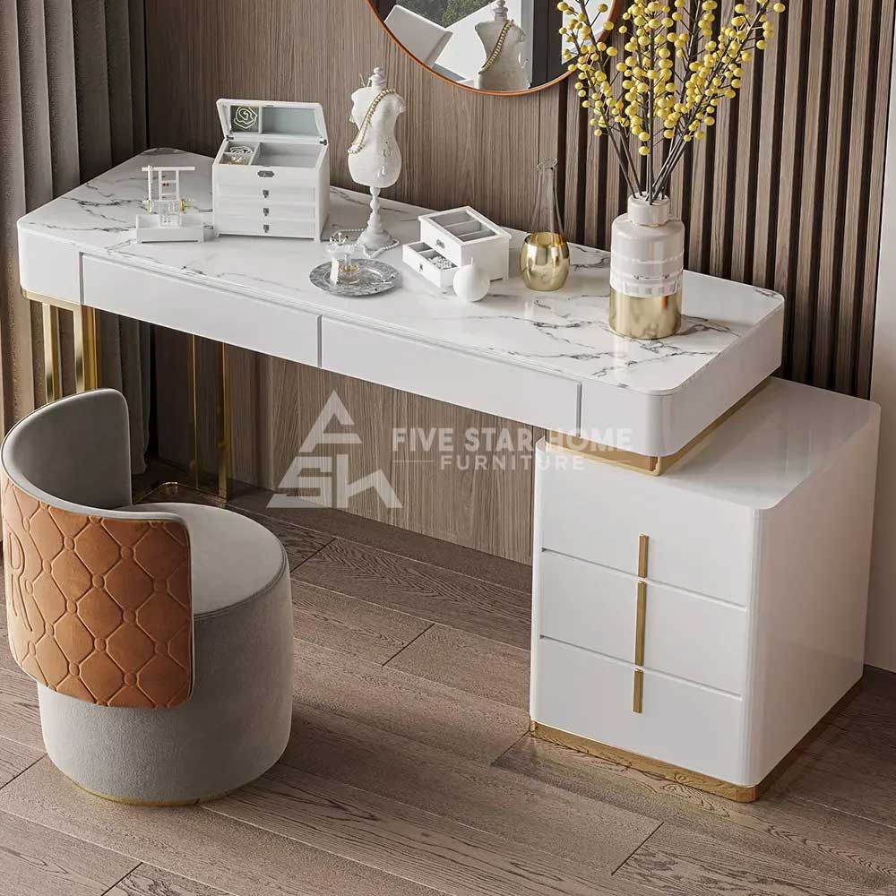 Champagne Marble Top Makeup Dressing Table