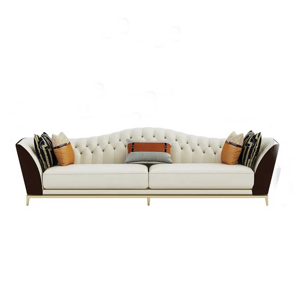 Mid-Century Sofa Curved Tufted Back