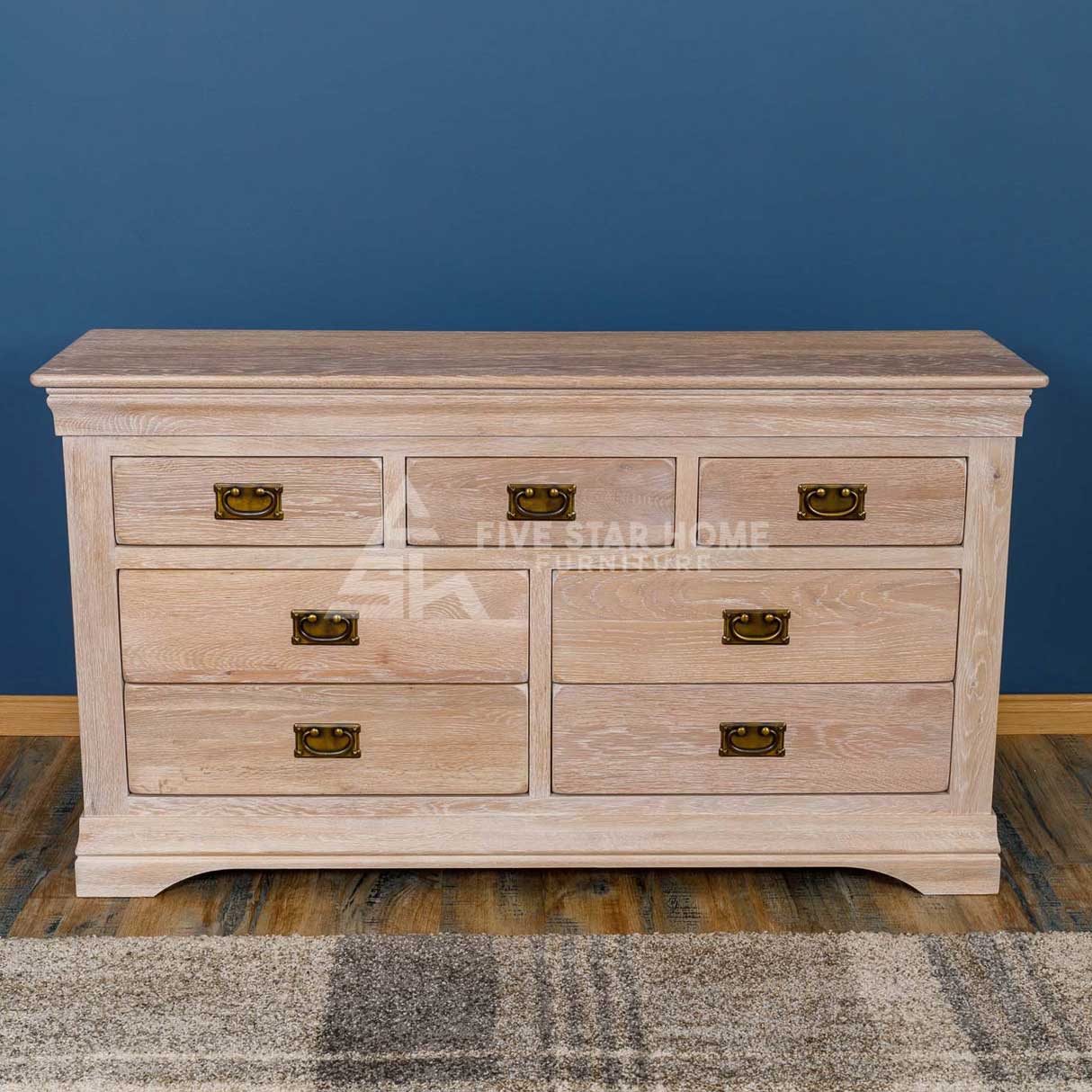 Natural Oak 7-Drawer Chest Of Drawers
