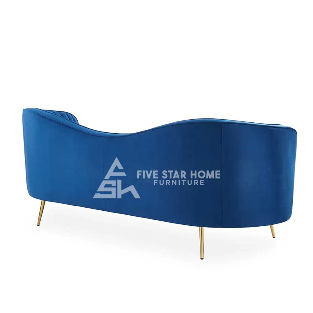 Vertical Channel Tufted Curved Sofa In Blue