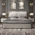 White Wingback Faux Leather Upholstered Bed