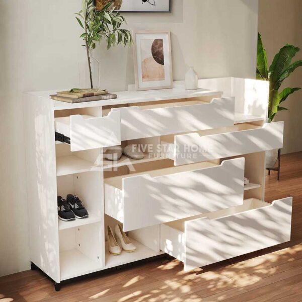 Contemporary Nordic White Shoe Storage Cabinet