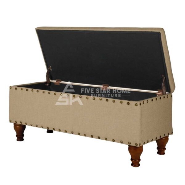 Fabric Upholstered Storage bench with Nailhead Trim