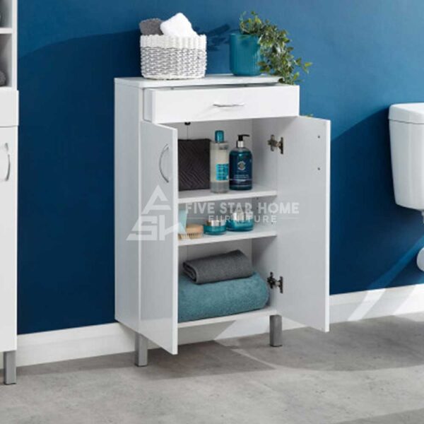 High Gloss Bathroom Cabinet with 2 Doors and 1 Drawer