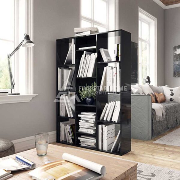 Hiti High Gloss Bookcase Shelves in Black