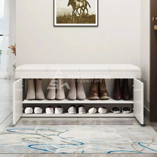 Leather Upholstered Shoe Storage Bench