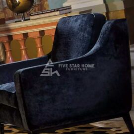 Luxury Finishing Black Velvet Armchair