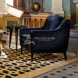 Luxury Finishing Black Velvet Armchair