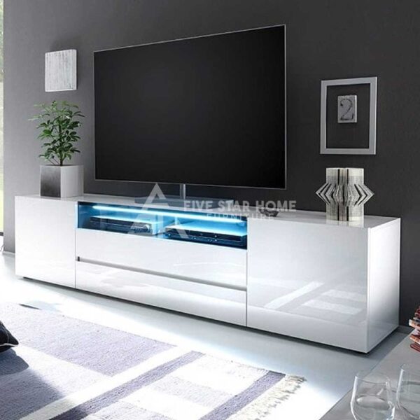 Modern White Genie Wide High Gloss Tv Cabinet