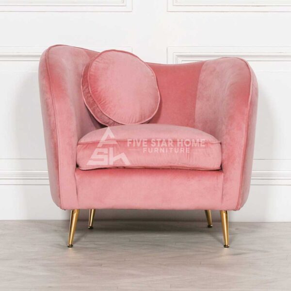 Pink Velvet Upholstered Armchair Gold Legs