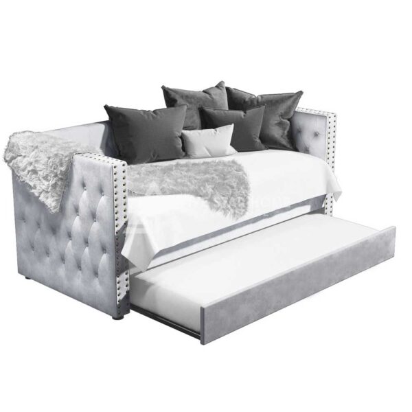 Velvet Upholstered Single Daybed With Trundle