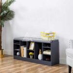 10-Pair Gray Wood Shoe Rack Bench