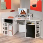 Black Door Fabri Wooden Corner Computer Table In White