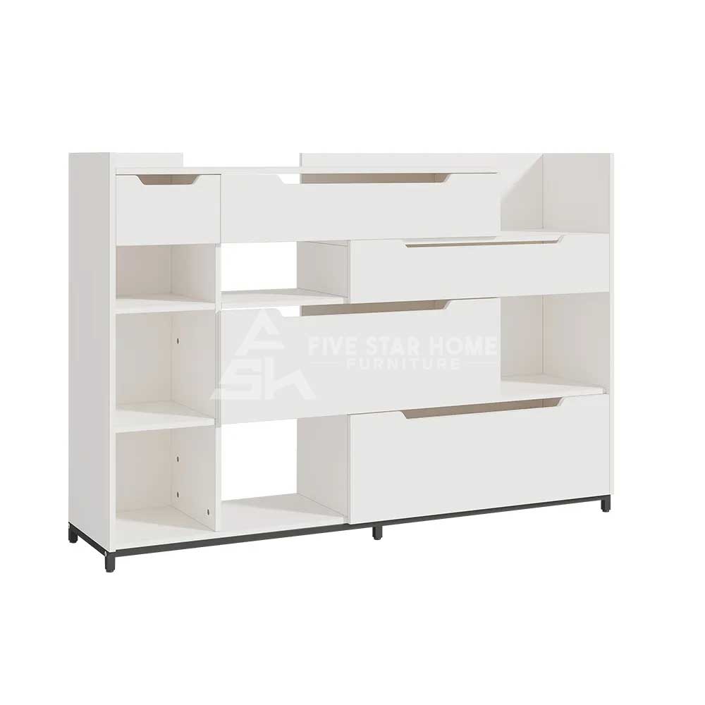 Contemporary Nordic White Shoe Storage Cabinet
