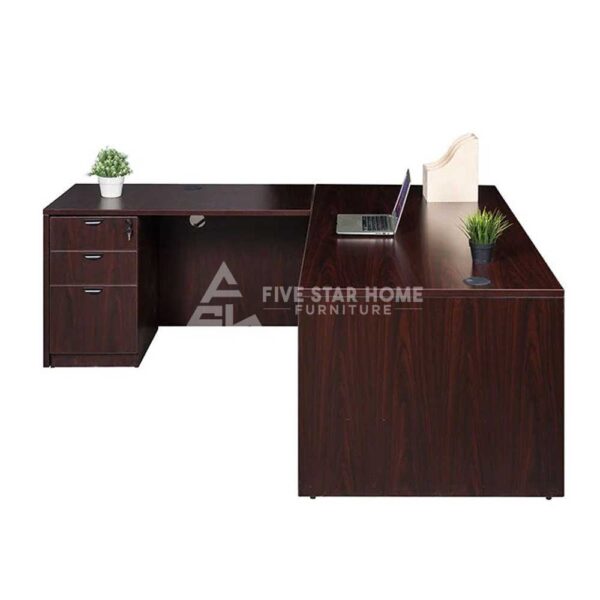 L shaped computer desk deals with drawers