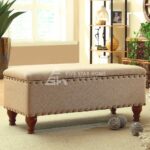 Fabric Upholstered Storage bench with Nailhead Trim