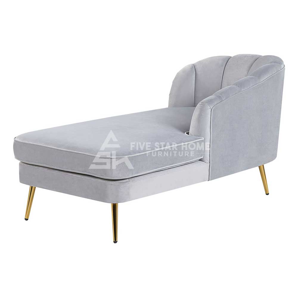 Fancy Left Hand Velvet Upholstered Chaise Lounge