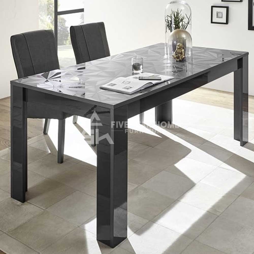 High Gloss Rectangular Arlon Contemporary Dining Table In Grey