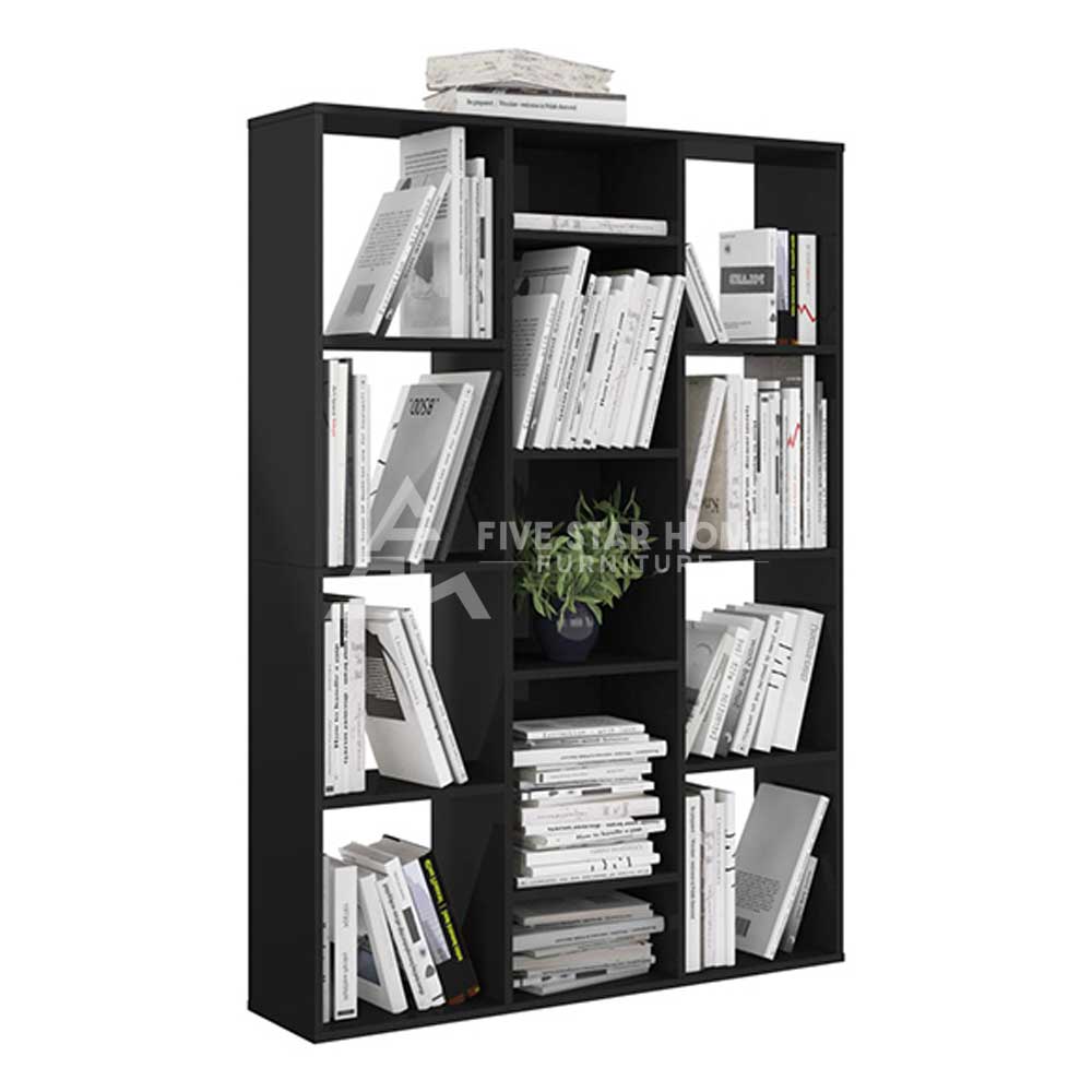 Hiti High Gloss Bookcase Shelves In Black