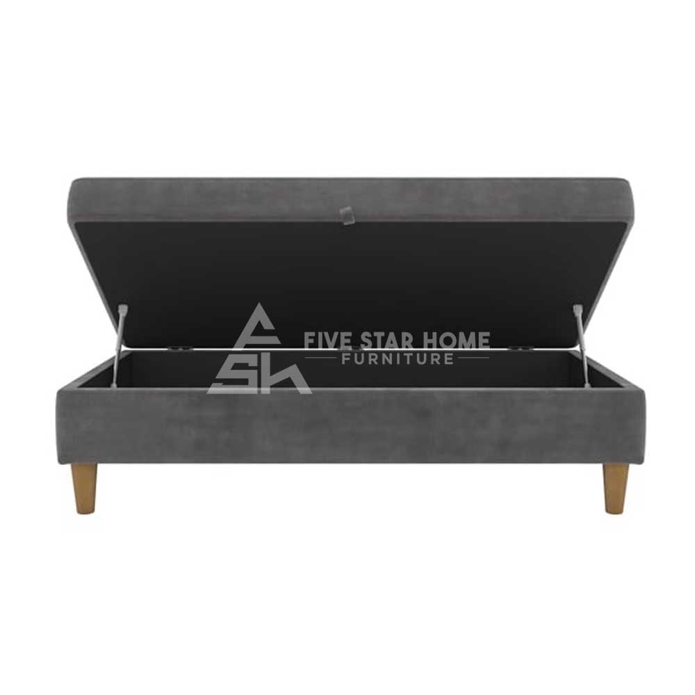 Linen Upholstered Storage Ottoman Bench In Grey