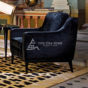 Luxury Finishing Black Velvet Armchair