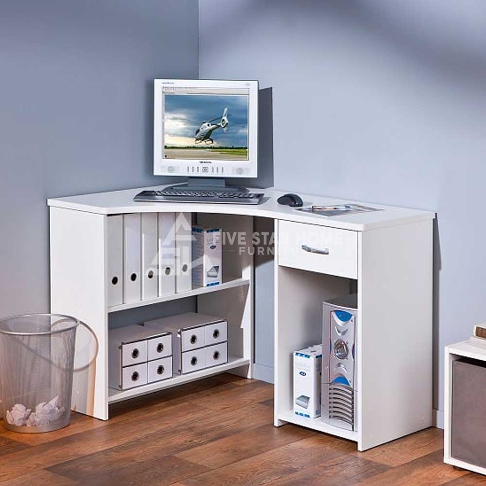 Modern Halifax Corner Computer Desk In White