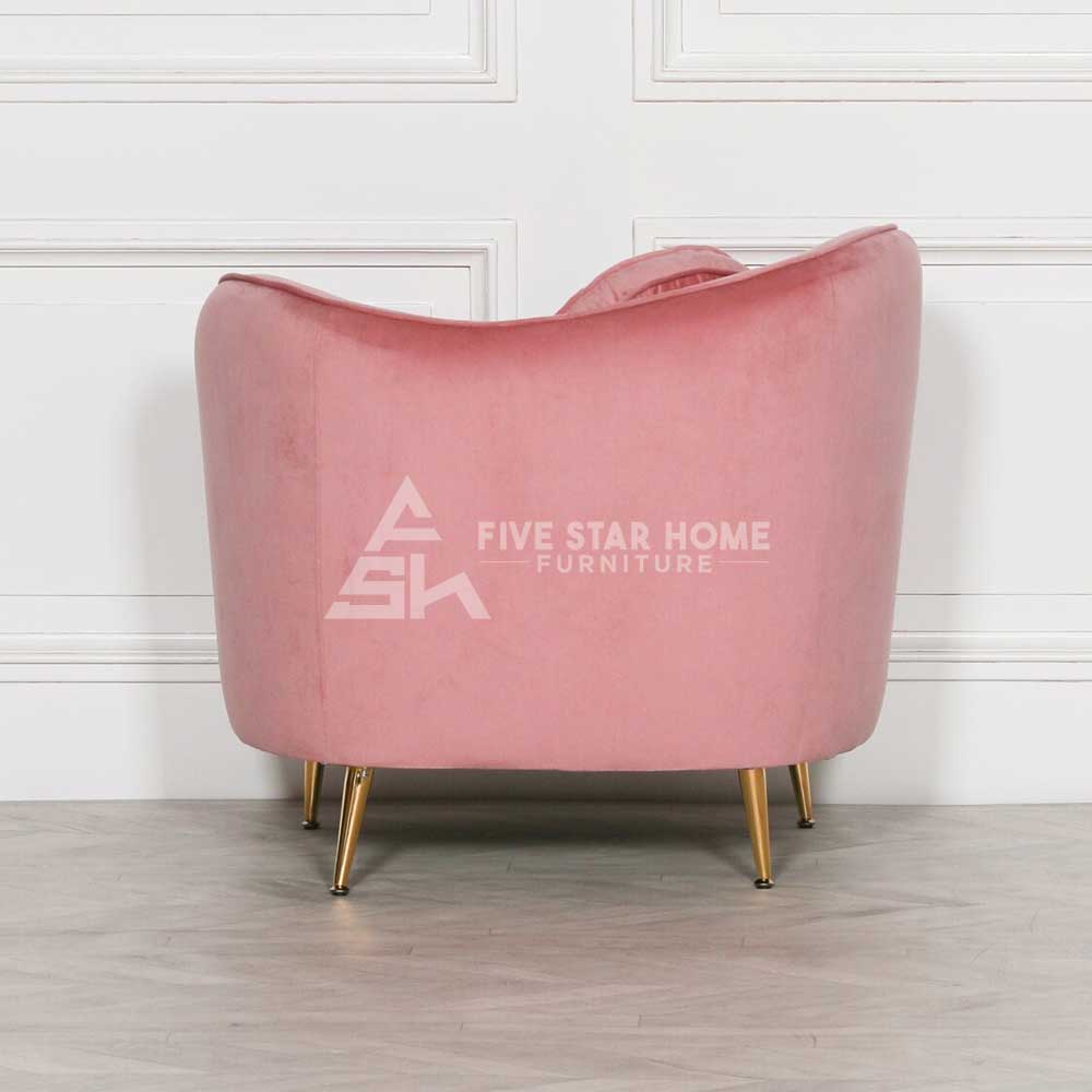 Pink Velvet Upholstered Armchair Gold Legs