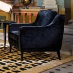 Luxury Finishing Black Velvet Armchair