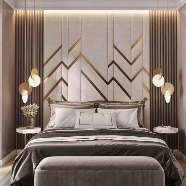 Royal WallPanel Headboard Bed in Dark Gray