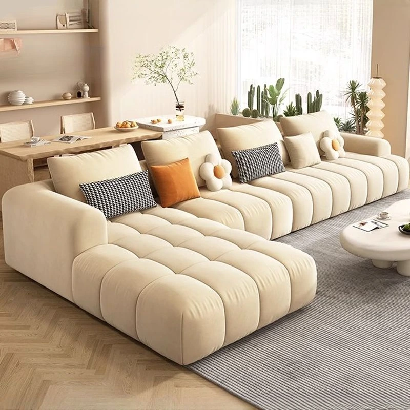 L-Shape Sofa Chaise With Round Arm