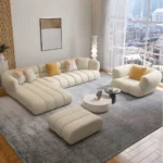 FSH Stylish L-Shape Sectional Sofa With Ottoman