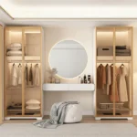 Makeup Vanity With Mirror and Pouf By FSH