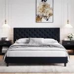 Upholstery Platform Bed Set with 2 Nightstands