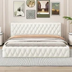 Diamond Grid Headboard Upholstered Platform Bed