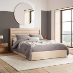 Colton Boucle Fabric Winged Bed