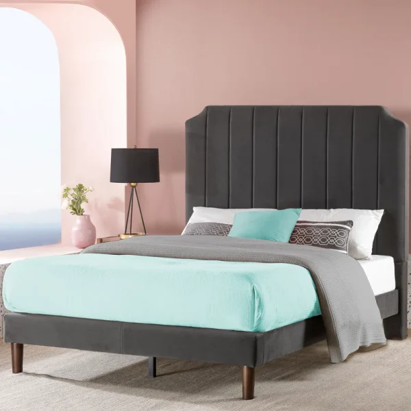 Dunphy Velvet Upholstered Modern Bed - Image 4