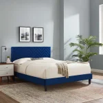 Leah Chevron Tufted Performance Velvet Platform Bed